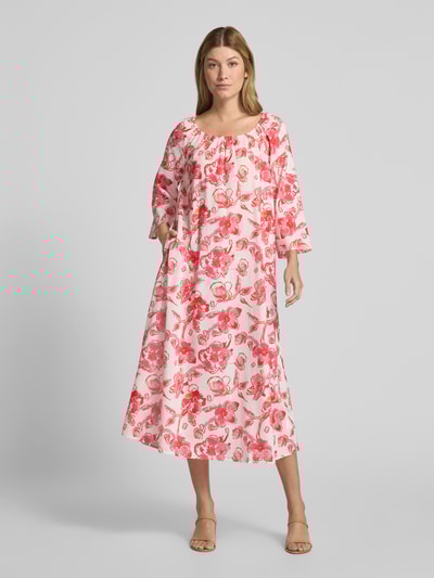 Christian Berg Woman Midi-jurk met ronde hals Lichtrood - 4