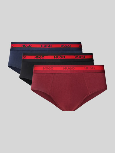 HUGO Slip mit Label-Bund im 3er-Pack Bordeaux 1