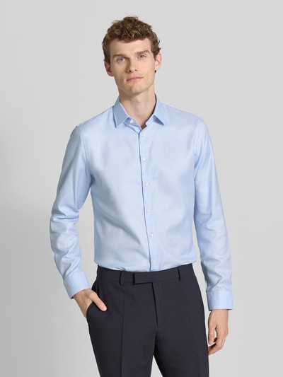 Jake*s Slim Fit Business Hemd aus Baumwolle mit Kentkragen Bleu 4