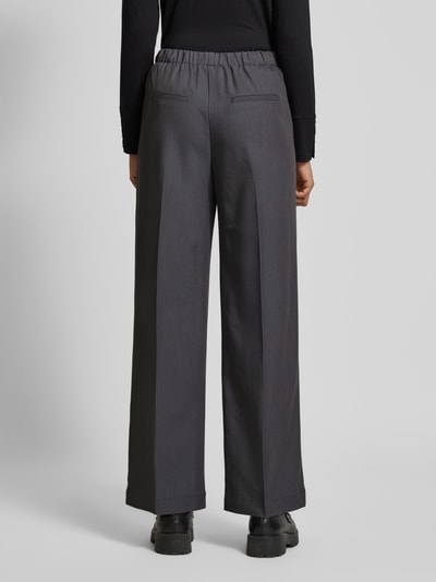 QS Wide leg stoffen broek met tunnelkoord Antraciet - 5