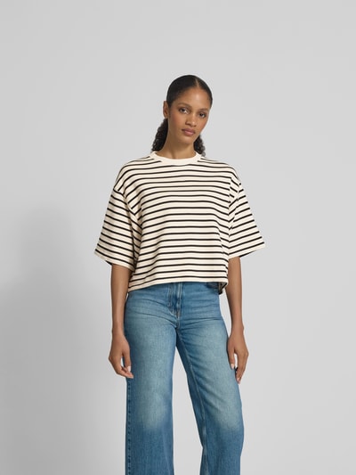 Anine Bing T-Shirt mit geripptem Rundhalsausschnitt Ecru 4