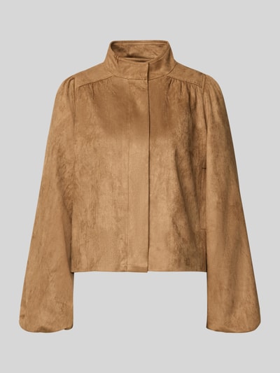 Produktfoto, Jacke in Leder-Optik Modell 'TIRSA' von Neo Noir in Beige, Relaxed Fit, verdeckte Knopfleiste, Material-Mix mit Stretch-Anteil.
