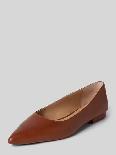 Lauren Ralph Lauren Lederballerinas mit Blockabsatz Modell 'LONDYN' Cognac 1