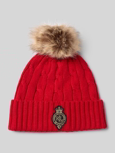 Lauren Ralph Lauren Strickmütze mit Bommel Rot 1