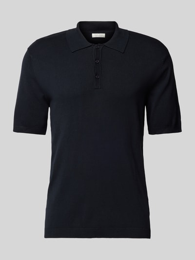 Casual Friday Slim Fit Poloshirt mit gerippten Abschlüssen Modell 'KARLO' Dunkelblau 2