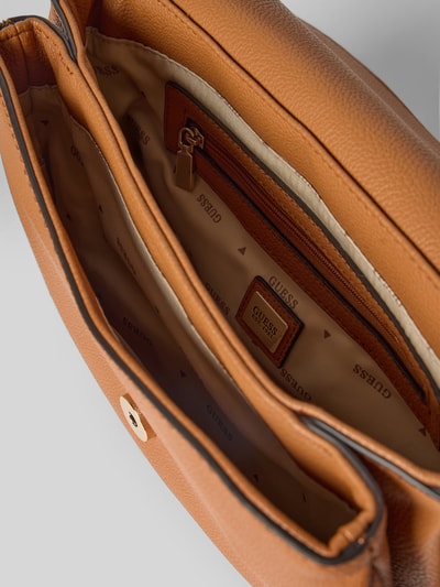 Guess Shoulder Bag in Leder-Optik mit Logo-Stitching Modell 'Calebra' Cognac 5