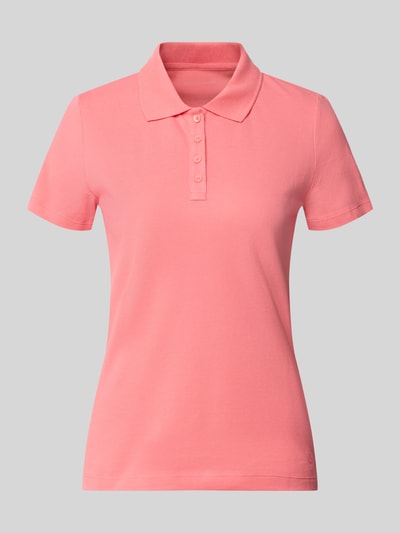 Produktfoto, Regular Fit Poloshirt aus reiner Baumwolle von Tom Tailor in Rosa, klassischer Kragen, glatte Struktur, Damen Poloshirt von Tom Tailor