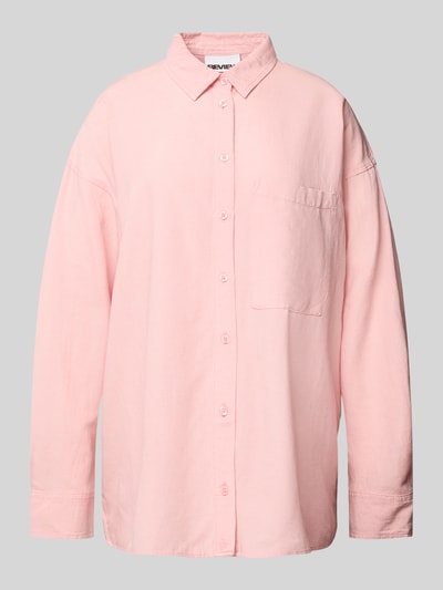 Review Regular fit overhemdblouse met linnen Roze - 2