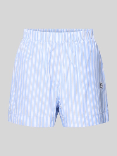 Produktfoto, Shorts mit Label-Detail und elastischem Bund Modell 'FRIDA' von Noisy May, blau-weiß gestreift, Regular Fit, Baumwoll-Mix
