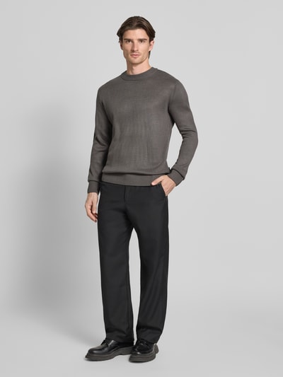 Tom Tailor Denim Sweter o kroju regular fit z prążkowanej dzianiny Średnioszary 1