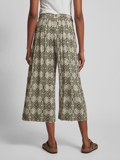 Apricot Wide Leg Stoffhose mit Allover-Print Khaki 5