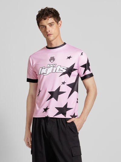 Low Lights Studios T-shirt met labelprint, model 'ALLSTARS FOOTBALL' Felroze - 4