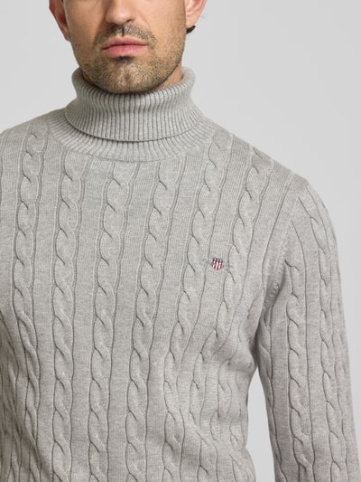 Gant Gebreide pullover met ribboorden Lichtgrijs - 3