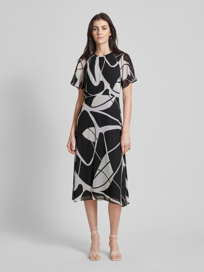 comma Midi-jurk met all-over motief Zwart - 4