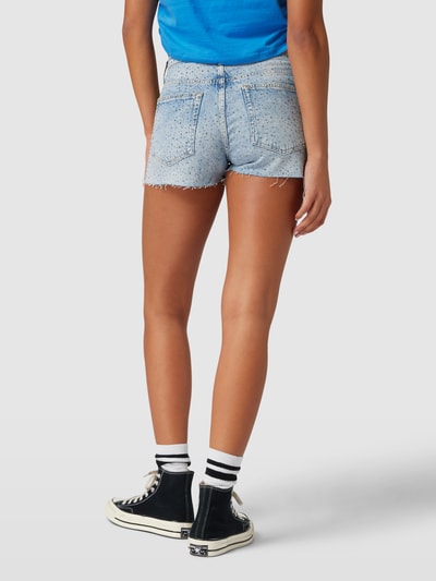 Review Jeansshorts mit Ziersteinbesatz Bleu 5