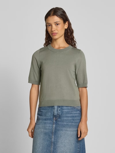 mbyM Bluzka z dzianiny z okrągłym dekoltem model ‘Carla’ Trzcinowy 4