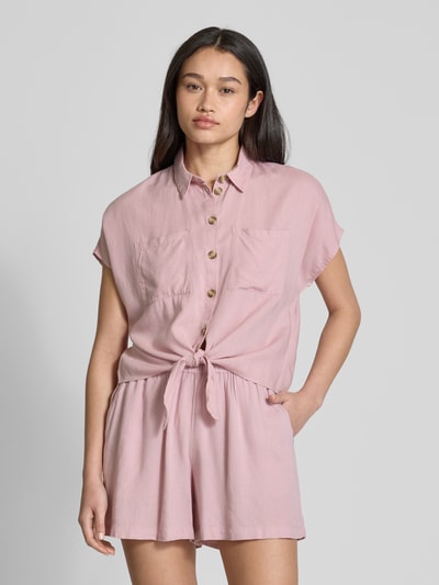 Pieces Boxy Fit Hemdbluse mit Knoten-Detail Modell 'PIA' Rosa 4