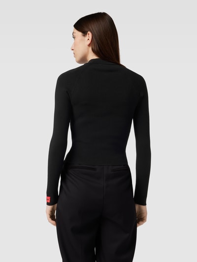HUGO Strickpullover mit Feinripp Modell 'Sanduz' Black 5