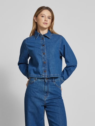 MSCH Copenhagen Cropped Jeansjacke mit Knopfleiste Modell 'Adalyn' Jeansblau 4