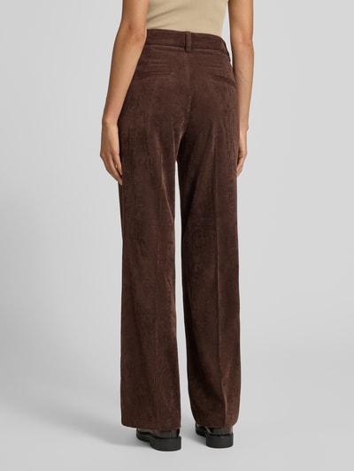 CAMBIO Wide fit corduroy broek met persplooien, model 'Amelie' Donkerbruin - 5