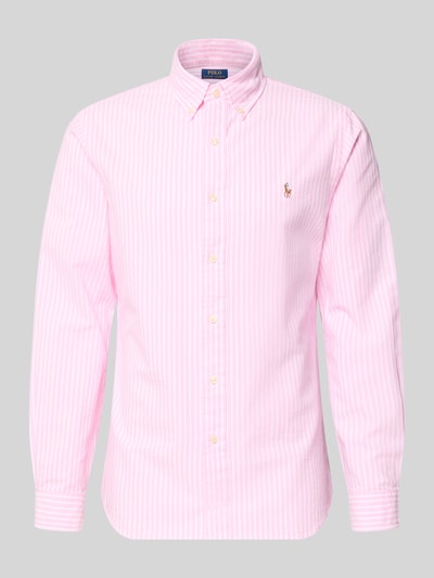 Produktfoto, Regular Fit Freizeithemd aus reiner Baumwolle von Polo Ralph Lauren, rosa mit weißen Streifen, glatte Textur, Herren Freizeithemd.