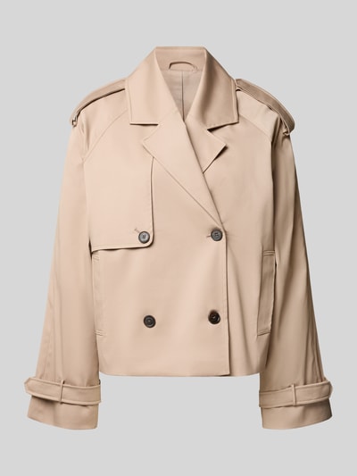 Produktfoto, Relaxed Fit Jacke aus Baumwoll-Mix von Anine Bing in Beige, doppelte Knopfleiste, Reverskragen, glatte Textur, Eingrifftaschen.