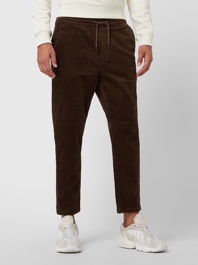 Only & Sons Tapered fit joggingbroek van corduroy, model 'Linus' Middenbruin - 4