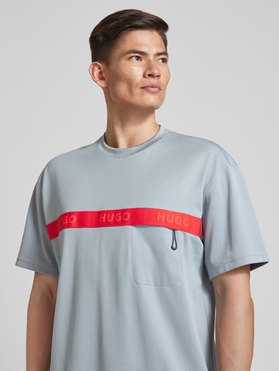 HUGO T-shirt met labelprint, model 'Dechilo' Middengrijs - 3