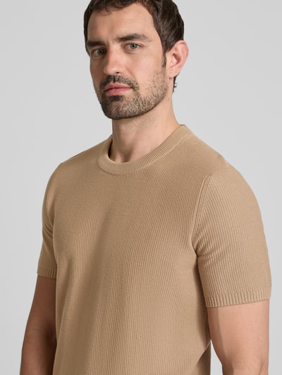 JOOP! Jeans T-Shirt mit gerippten Abschlüssen Modell 'Simoro' Beige 3