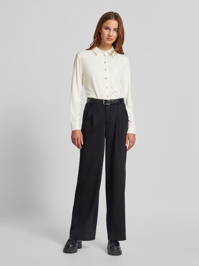 s.Oliver BLACK LABEL Regular fit overhemdblouse van jersey met knopen in parelmoeren look Offwhite - 1