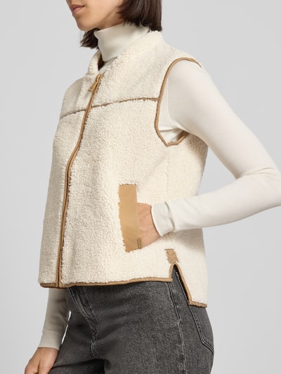 MOS MOSH Gilet van teddybont met schuine zakken, model 'Rowe' Ecru - 3