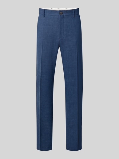 Produktfoto, Slim Fit Anzughose mit Woll-Leinen-Anteil Modell 'OASIS' von Selected Homme in Blau mit glatter Textur, Herren Anzughose