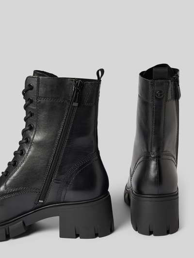 Tamaris Schnürboots aus Leder mit Ziernähten Black 2