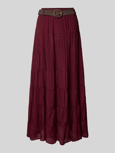 Apricot Maxirok in laagjeslook met riem Bordeaux - 2