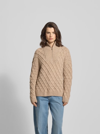 Closed Oversized Pullover mit Troyer-Kragen Beige 4