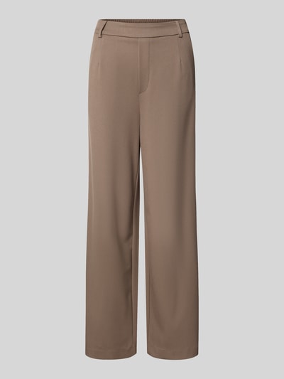 Produktfoto, High Waist Hose Modell 'VARONE' von Vila in Beige, Wide Leg, glatter Material-Mix mit Viskose-Anteil, gerade Form, Studioaufnahme.