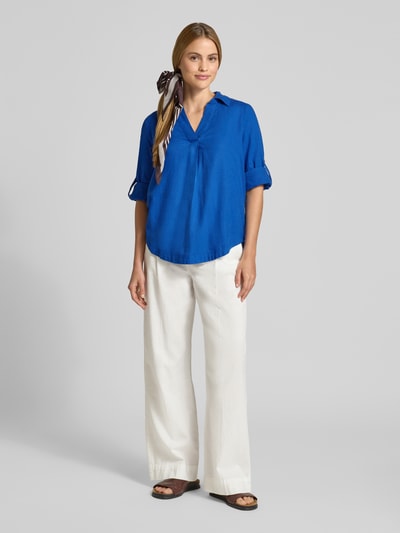 s.Oliver RED LABEL relaxed fit overhemdblouse van mix van linnen en viscose Koningsblauw - 1