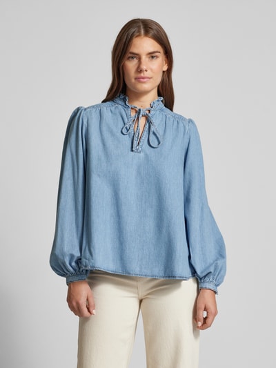 Bash Jeansblouse met druppelvormige hals, model 'LOUISE' Lichtblauw - 4