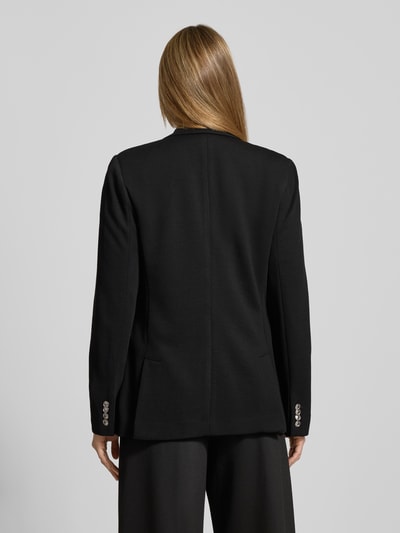 Vrouwenmodel draagt zwarte Zweireihiger Blazer mit Knopfverschluss van Polo Ralph Lauren met borstzak, reverskraag, rugaanzicht, regular fit.