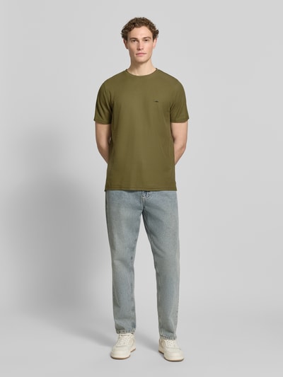 Fynch-Hatton Regular Fit T-Shirt mit Logo-Stitching Oliv 1