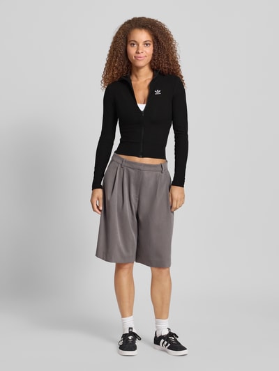 adidas Originals Kurtka prążkowana z wyhaftowanym logo i zamkiem błyskawicznym Czarny 1