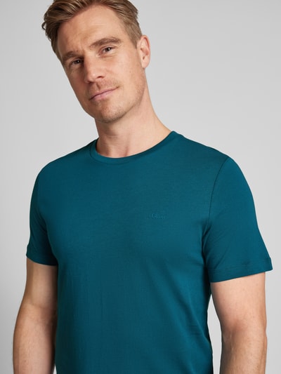 s.Oliver RED LABEL Regular Fit T-Shirt aus reiner Baumwolle mit gummiertem Label-Print Petrol 3