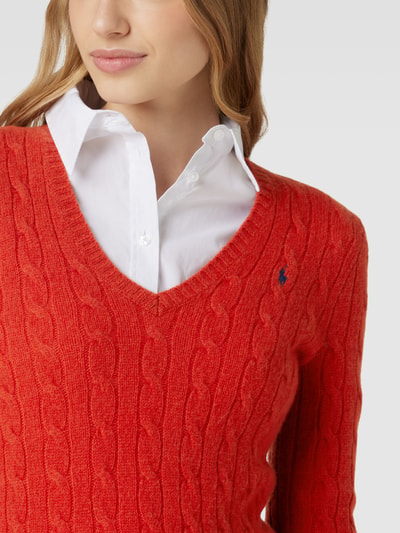 Polo Ralph Lauren Strickpullover mit Kaschmir-Anteil Modell 'KIMBERLY' Dunkelrot 3