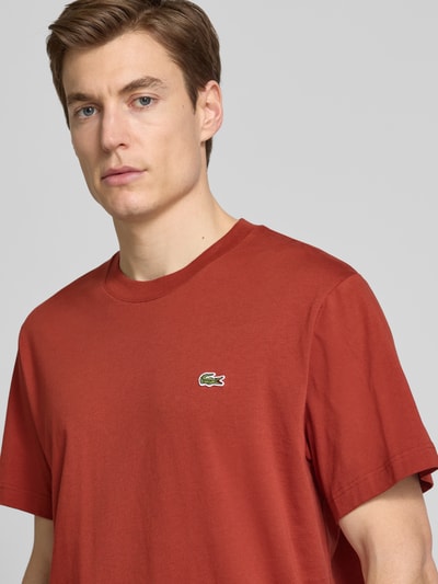 Lacoste T-shirt z naszywką z logo Ciemnoczerwony 3