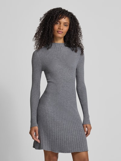 Vero Moda Licht uitlopende gebreide jurk van viscosemix, model 'NANCY' Middengrijs gemêleerd - 4