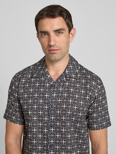 GABBA Regular fit vrijetijdsoverhemd met reverskraag, model 'TIMO' Marineblauw - 3