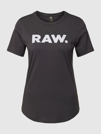 G-Star RAW T-Shirt mit Rundhalsausschnitt und Label-Print Anthrazit 2