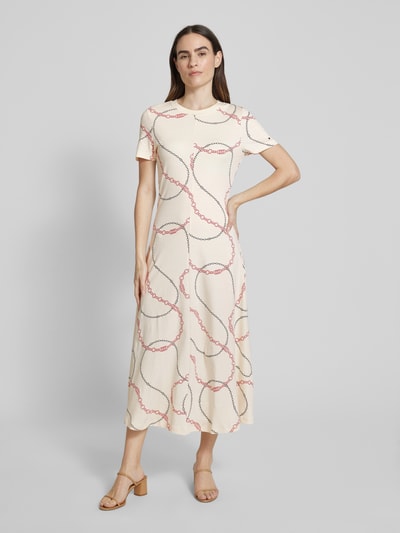 Tommy Hilfiger Sukienka midi taliowana z czystej bawełny Biały 4