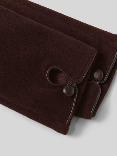 EEM Regular Fit Handschuhe mit Knopfverschluss Dunkelbraun 2