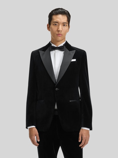BOSS Smoking o kroju slim fit z czystej bawełny model ‘HUTSON’ Czarny 4